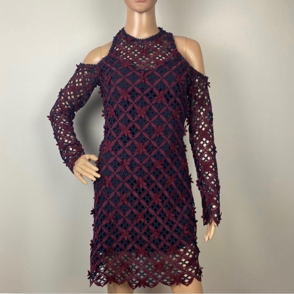 NEW SELF-PORTRAIT REVOLVE COLD-SHOULDER MINI DRESS - Picture 2 of 7